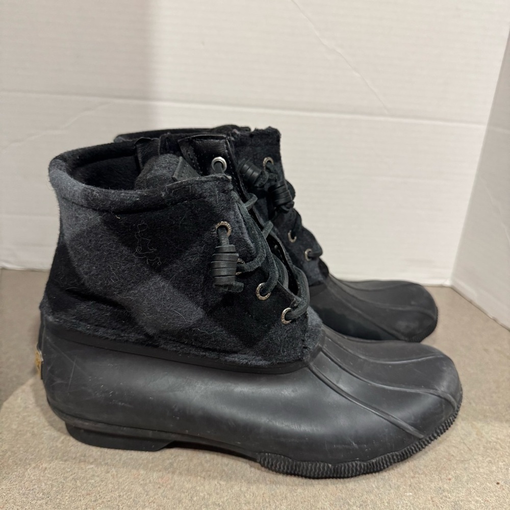 Sperry Top-Sider Saltwater Plaid Women’s Duck Boots Size 8 Waterproof Rain Boots
